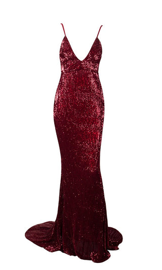 Fire and Ice Silver Sequin Plunging V Neck Spaghetti Strap Sleeveless Open Back Mermaid Dress Gown