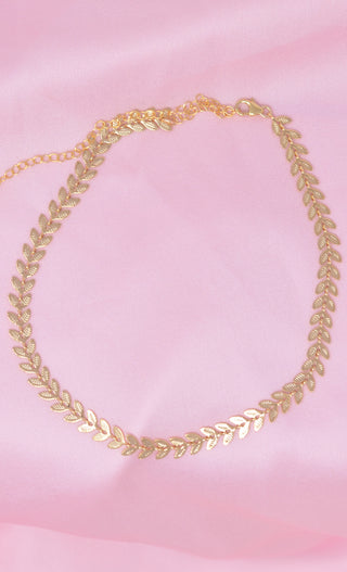 Glam Goddess 14K Karet Gold Filled Choker Necklace Grecian Laurel Leaf Chain