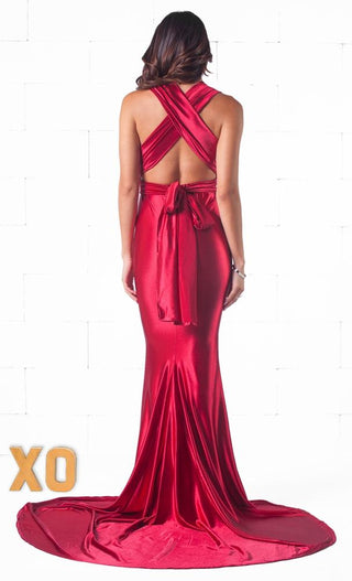 Indie XO Your Majesty Red Sleeveless Plunge V Neck X Back Maxi Dress Evening Gown - Just Ours!
