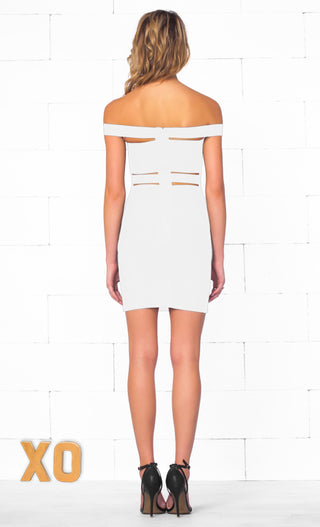 Indie XO It Girl White Strapless Cut Out Bandage Bodycon Mini Dress - Inspired by Kylie Jenner