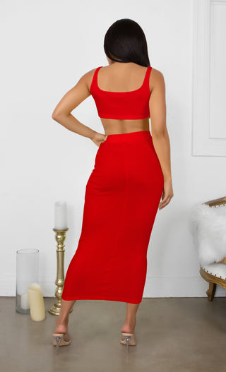 Playing With Fire Black Under Boob Sleeveless Scoop Neck Crop Top Two Piece Bodycon Casual Maxi Dress