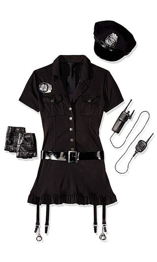 Bad Bad Boy <br><span>Black Short Sleeve Plunge V Neck Sexy Cop Mini Dress Costume</span>