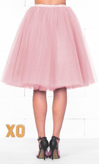 7 Layer On Pointe Light Baby Pink Tulle Pleated Ballerina A Line Full Midi Skirt