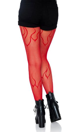Feel My Fire <br><span>Sheer Mesh Fishnet Flame Pattern Tights Stockings</span>