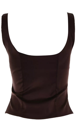 Time For Temptation Purple Satin Sleeveless Wide Strap V Neck Button Front Camisole Tank Top