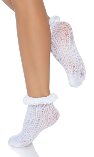 Just Sayin' <br><span>Crochet Eyelet Ruffle Ankle Socks</span>