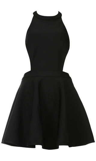 East Side Flirt <br><span> Black Sleeveless Backless Round Halter Neck Skater A Line Flare Bandage Mini Dress</span>