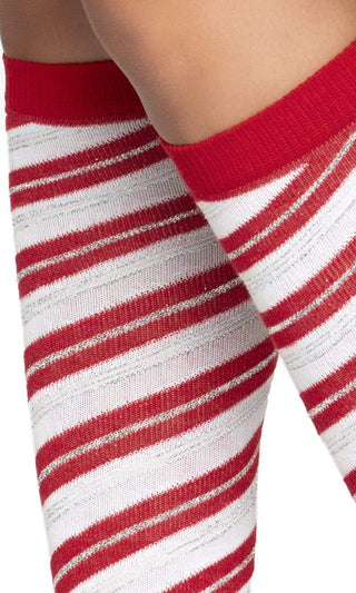 Christmas Candy <br><span>Red White Stripe Pattern Candy Cane Socks</span>