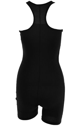 Hit The Ground Running Ribbed Sleeveless Scoop Neck Racerback Bodycon Romper Playsuit