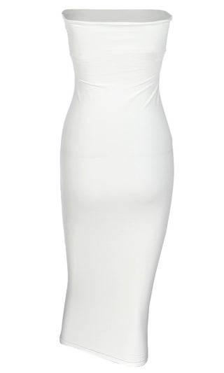 Use Your Know How Strapless Tube Stretchy Square Neck Bodycon Maxi Dress