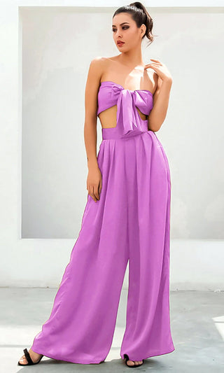 Indie XO In The Lead Nude Strapless Tie Front High Waist Palazzo Pant Two Piece Set