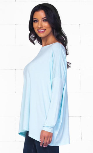 Piko 1988 Light Blue Bamboo Long Sleeved Basic T-Shirt Tee Top BasicLoose Slouch Boat Neck Classic - Sold Out