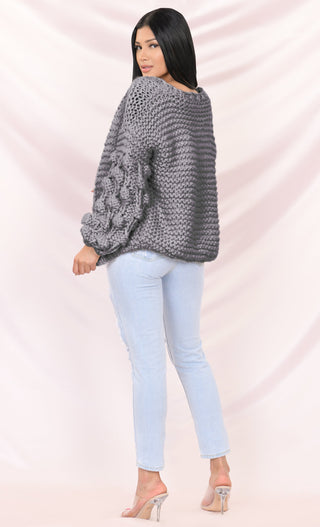 Desert Bound Pink Long Sleeve Bubble Chunky Crochet Oversize Cardigan Knit Pom Pom Sweater