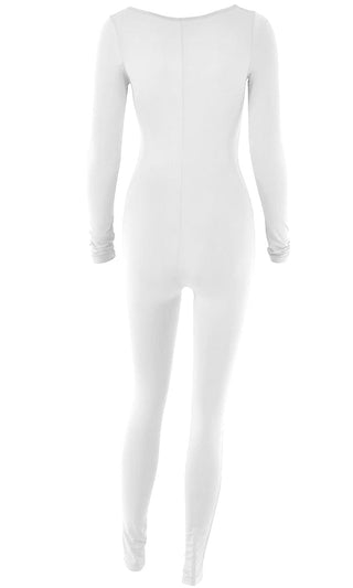 I Got It All <br><span>White Long Scoop Neck Bodycon Skinny Jumpsuit</span>