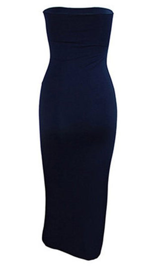 Use Your Know How Black Strapless Tube Stretchy Square Neck Bodycon Maxi Dress
