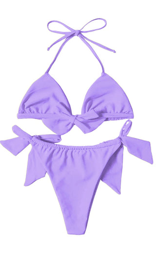 Harbor Lights <br><span>Purple Spaghetti Strap Triangle Halter Top High Cut Thong Bikini Two Piece Swimsuit</span>