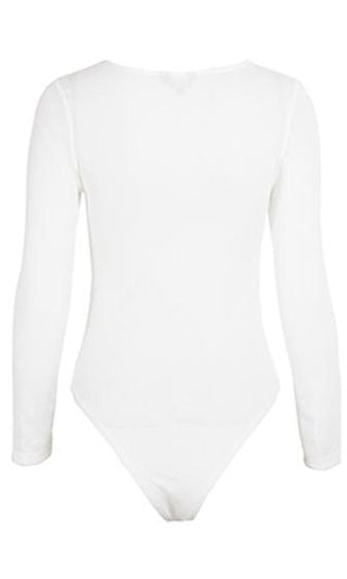 Cabin Fever Long Sleeve Scoop Neck Snap Front Basic Bodysuit Top - 2 Colors Available