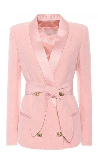 Classy Act Long Sleeve V Neck Sash Tie Belt Button Blazer Jacket Outerwear - 3 Colors Available