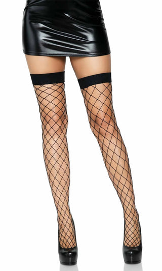 Fishing For Compliments Fence Fishnet Mesh Thigh High Stockings