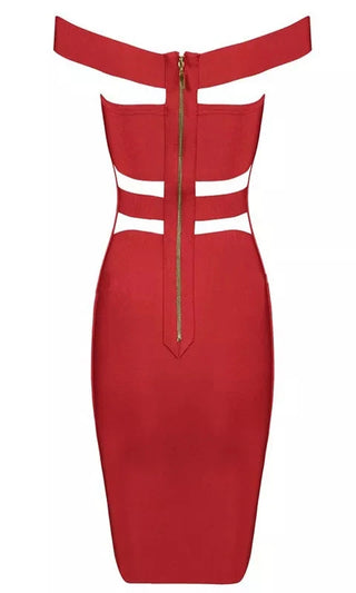 Indie XO It Girl Red Strapless Cut Out Bandage Bodycon Mini Dress - Inspired by Kylie Jenner