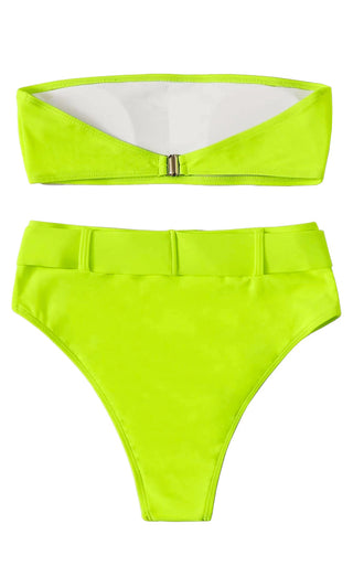 Coconut Water <br><span> Green Leopard Strapless Bandeau High Waist Brazilian Two Piece Bikini Swimsuit </span>