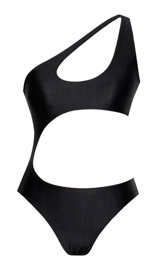 Splash And Slash <br><span> Sleeveless One Shoulder Cut Out High Cut Monokini Swimsuit </span>