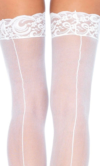 Live With It <br><span>Sheer Lace Top Back Seam Thigh High Stockings Tights Hosiery</span>