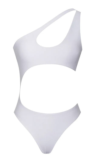 Splash And Slash <br><span> Sleeveless One Shoulder Cut Out High Cut Monokini Swimsuit </span>
