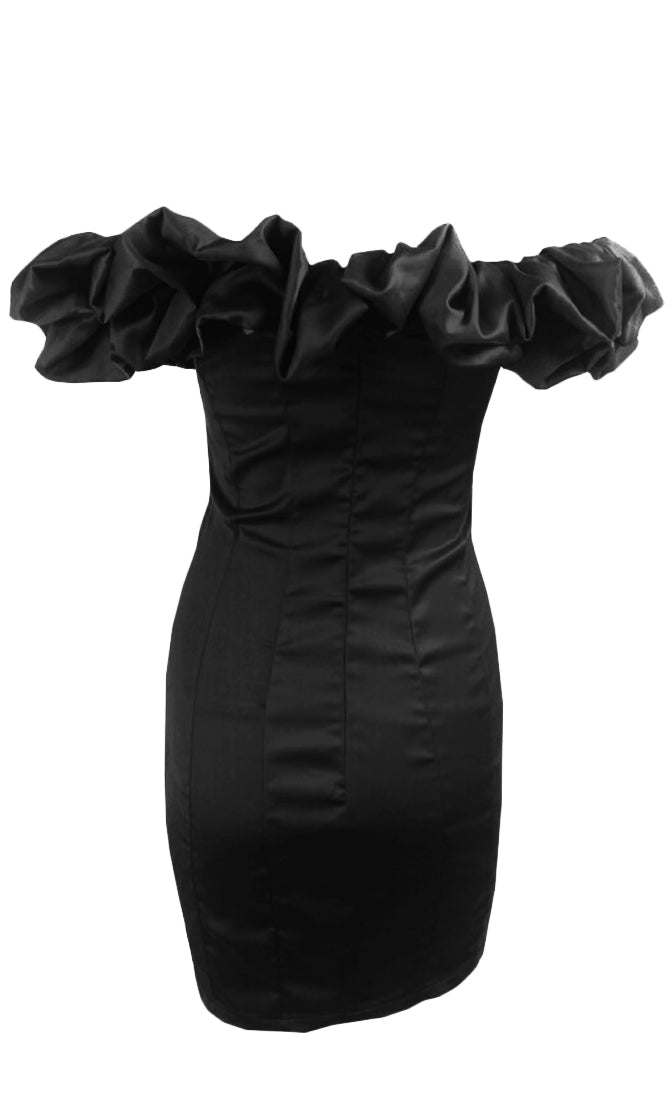 Enjoy The View Black Off The Shoulder Big Ruffle Bodycon Strapless Min Indie Xo