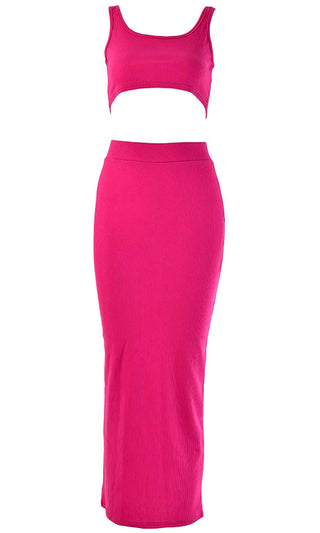 Playing With Fire Neon Green Under Boob Sleeveless Scoop Neck Crop Top Two Piece Bodycon Casual Maxi Dress