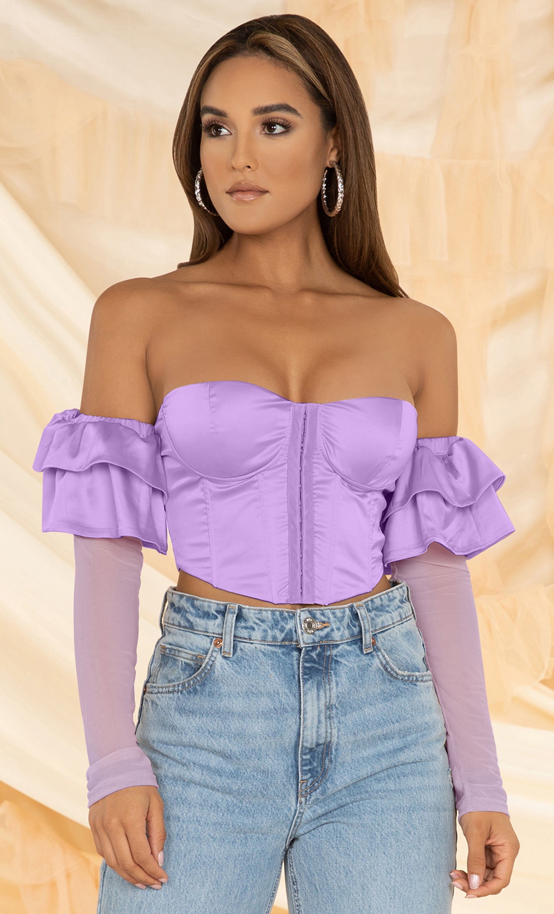 Purple cheap sheer blouse