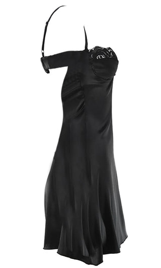 Lace Trim Satin Slip Mini Dress With Corset - Black / XS