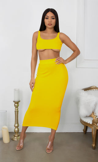 Playing With Fire Yellow Under Boob Sleeveless Scoop Neck Crop Top
