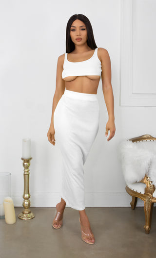Playing With Fire White Under Boob Sleeveless Scoop Neck Crop Top