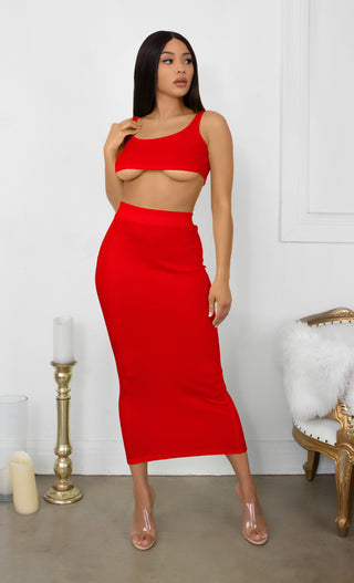 Playing With Fire Red Under Boob Sleeveless Scoop Neck Crop Top