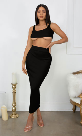 Playing With Fire Black Under Boob Sleeveless Scoop Neck Crop Top