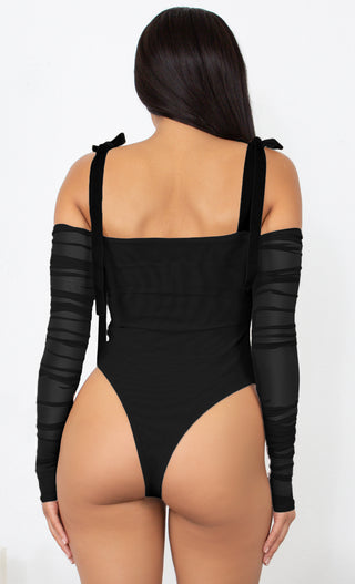 Naughty Babe Black Velvet Faux Fur Strapless Bodysuit Stretchy Top – Indie  XO