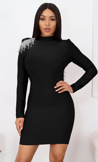 Black Bodycon Dress - Open Back Dress - Bodycon Mini Dress