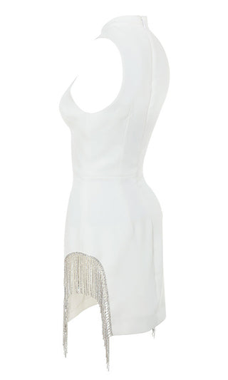 Do & Be Shake It Off Rhinestone Fringe Dress Large / White