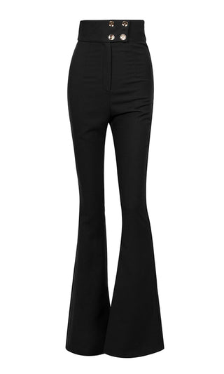 With Bells On Black High Waist Button Flare Leg Pants