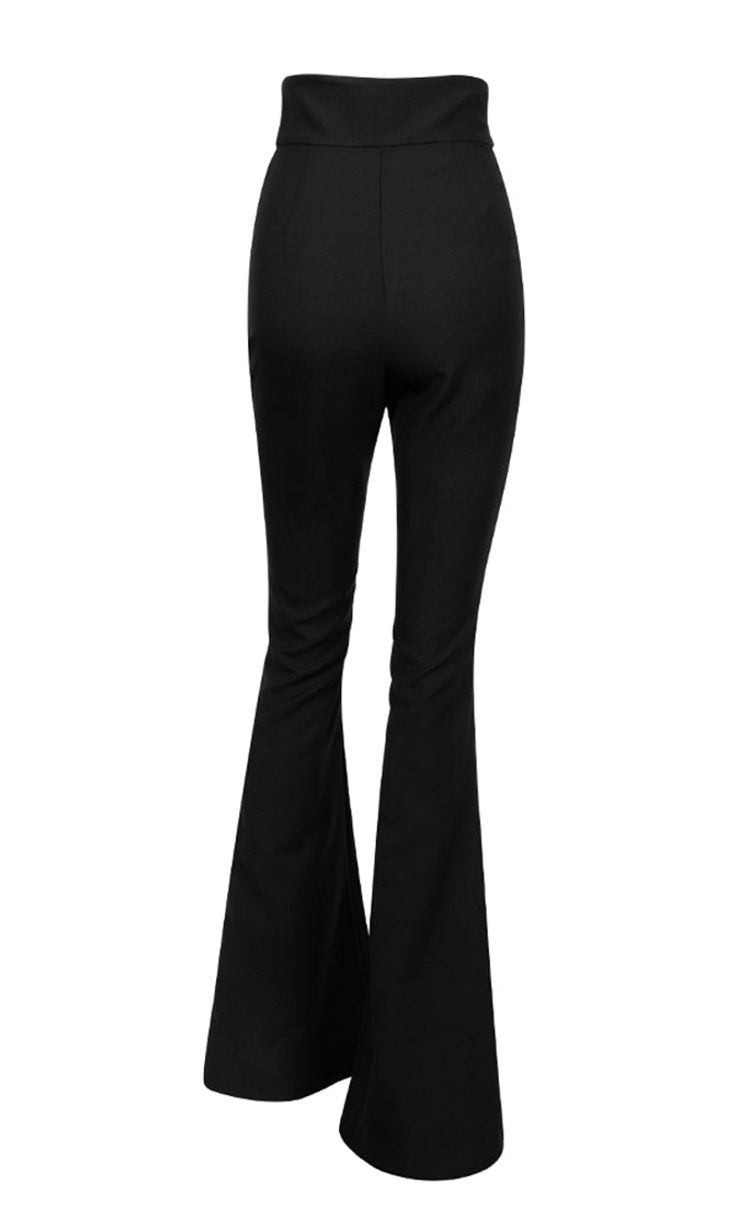 With Bells On Black High Waist Button Flare Leg Pants – Indie XO
