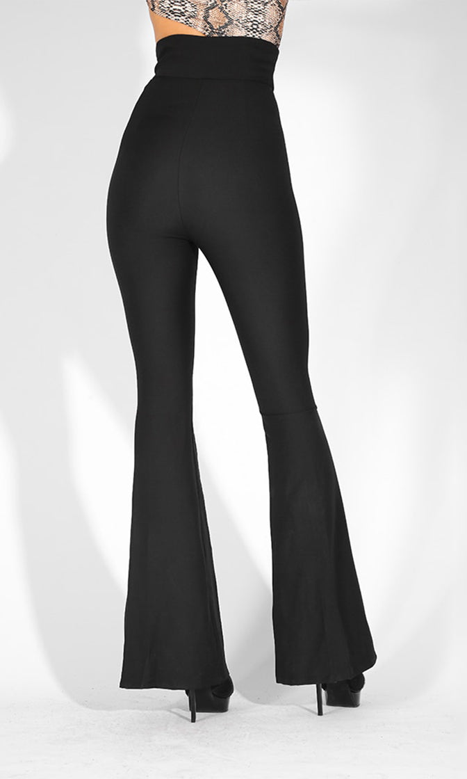 With Bells On Black High Waist Button Flare Leg Pants – Indie XO