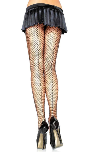 Call My Cell <br><span>Black Sheer Fishnet Mesh Back Seam Tights Stockings Hosiery</span>