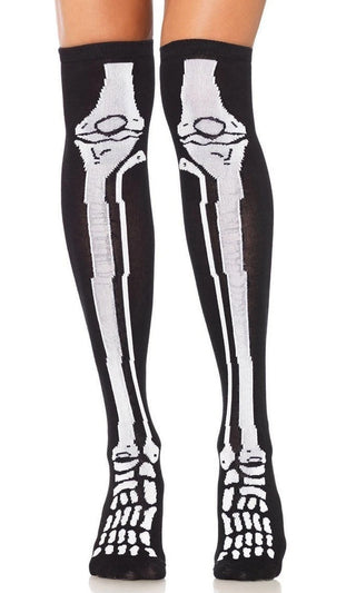 Mr. Bones <br><span>Black White Skeleton Bone Over The Knee Socks Hosiery</span>