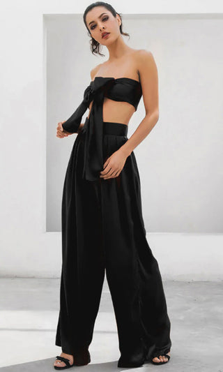 Indie XO In The Lead White Strapless Tie Front High Waist Palazzo Pants