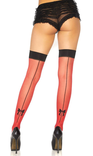 Had It All <br><span>Sheer Back Seam Bow Thigh High Stockings Tights Hosiery</span>