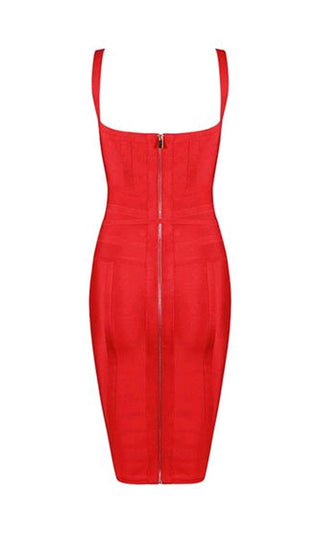 No Time To Waste Red Sleeveless V Neck Tie Waist Bodycon Bandage Mini Dress