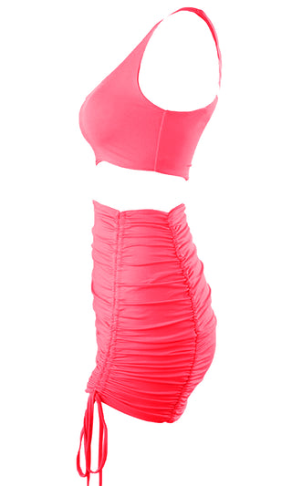 Heating Things Up Pink Sleeveless One Shoulder Cut Out Side Ruched Bodycon Mini Dress