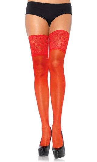 Love My Danger <br><span>Sheer Lace Silicone Stay Up Thigh High Stockings Tights Hosiery</span>