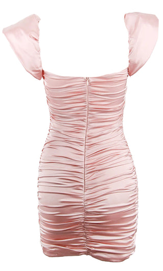 Easy On The Eyes Pink Cap Sleeve Puff Shoulder Square Neck Ruched Bodycon Mini Dress